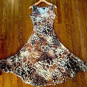 Komarov animal print midi-length dress. Size small.